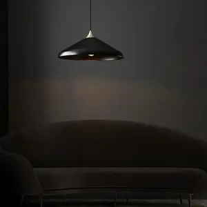 Luminosa Milan Single Pendant Ceiling Lamp, Matt Black, Matt Nickel Plate