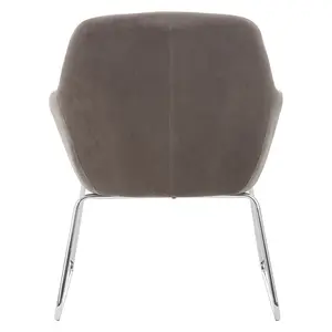 Interiors by Premier Grey Chair, Easy Care Velvet Chair, Arm and Backrest Chair for Living Room, Space-Sufficient Lounge Chair