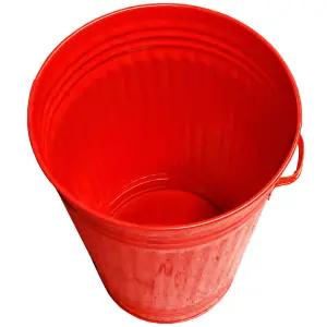 Metal Bin Retro Dustbin Waste Bin Animal Feed or Fire Bin - Outdoor or Indoor Bin, Red Tall Tapered Steel Bin 45L