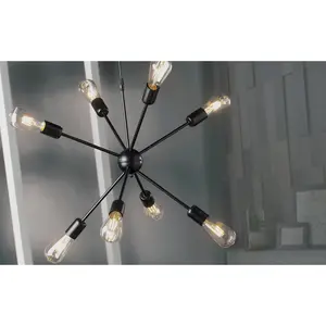 Luminosa Satellite 8 Light Spherical Pendant Ceiling Light, Black