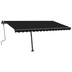 Berkfield Manual Retractable Awning with LED 450x300 cm Anthracite