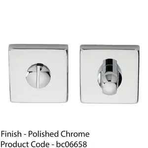 Square Rose Thumbturn & Release Lock - Polished Chrome - Bathroom Door WC