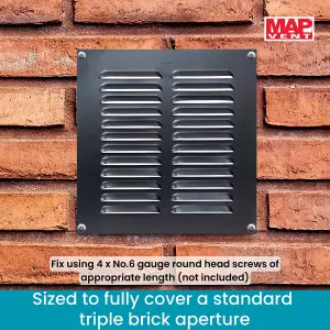 Metal Louvre Air Vent Cover, Suitable for Venting Gas Appliances Internal External Wall, 9 x 9" (229 x 229mm), Anthracite