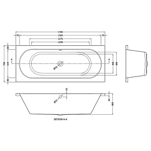 Dezine Alto 1700 x 700mm Double Ended Bath