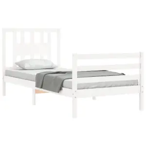 Berkfield Bed Frame with Headboard White 90x200 cm Solid Wood