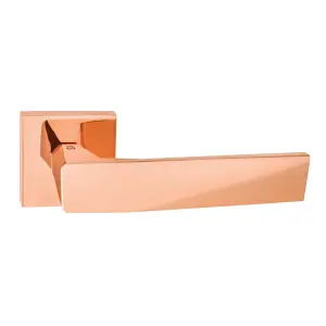 UAP ORO & ORO - Diamond Lever - Square Rose - Rose Gold Door Handle - Internal Doors Easy Installation - Bolt-Through Fixing