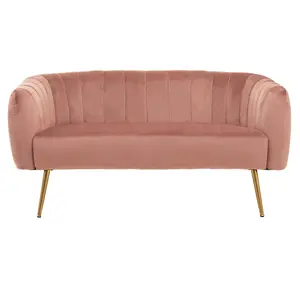 Interiors by Premier Larissa Two Seat Pink Velvet Sofa