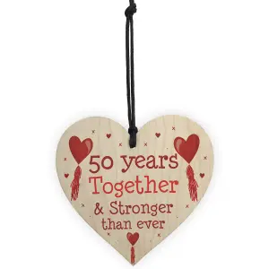 50th Anniversary Gift Wood Heart Perfect Gift For Husband And Wife Him Her Keepsake