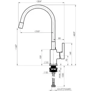 Hommix Rubineta Flexy-33 Black Kitchen mixer