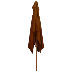 Berkfield Outdoor Parasol with Wooden Pole Terracotta 200x300 cm