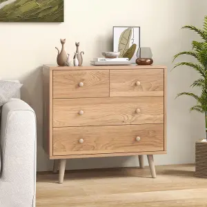 COSTWAY 4-Drawer Dresser Chest Wooden Storage Drawer Cabinet Modern Beside Table