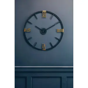 Interiors by Premier Round Black Metal Wall Clock