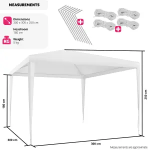 Gazebo Kara - 3 x 3 m, water & UV resistant, guy ropes and pegs included - white