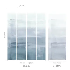 Roomblush Layered Horizon Watercolour Eco 4 Lane Repeatable Wallpaper Mural 200 x 285cm, Blue