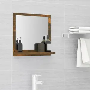 Berkfield Bathroom Mirror Smoked Oak 40x10.5x37 cm Engineered Wood