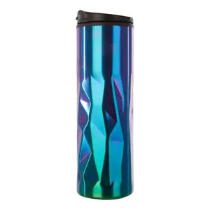 Interiors by Premier Oil Slick Finish 450ml Insulated Stainless Steel Travel Mug, Travel Mug with Lid, Thermos Style Travel Mug