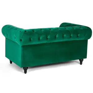 Velvet Chesterfield Arm Chair - Jade Green