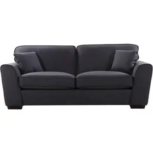 Chelsea 204cm Wide Charcoal Grey Herringbone Fabric 3 Seat Sofa with Scatter Cushions Included