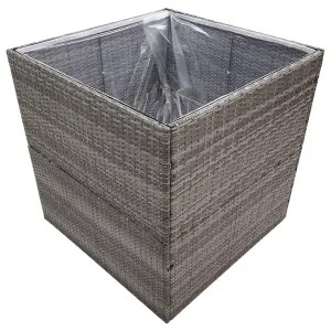 Berkfield Garden Planter Grey 80x80x80 cm Poly Rattan