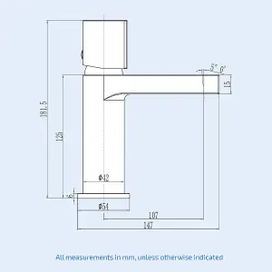 Nes Home Matt Grey Handleless Futuristic Basin Mixer Tap Deck Mounted Brass Core