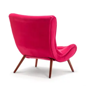 Velvet Pink Katia Accent Chair with Footstool