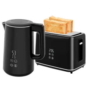 HOMCOM 1.5L 3000W Fast Boil Electric Kettle and 2 Slice Toaster Set, Black