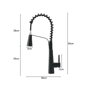 Black Stainless Steel Side Lever Kitchen Spring Neck Pull Out Kitchen Tap Mixer Tap