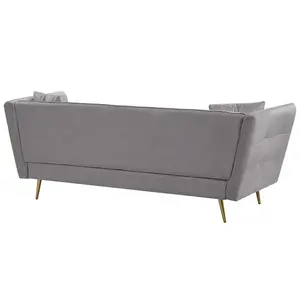 3 Seater Velvet Sofa Grey FREDERICA