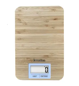 Terraillon Natural Bamboo Digital Kitchen Scale - Tare, Liquid Conversion, Capacity 3 kg max - Eco Kitchen Scales