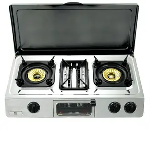 NJ G-87C Stainless Steel 3 Burner Gas Stove with Grill Oven Lid 9.7kW