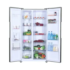 Hoover HHSBSO6174XK American style Freestanding Frost free Fridge freezer - Stainless steel silver effect