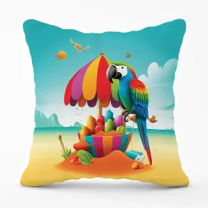 Parrot On A Beach Holiday Outdoor Cushion 45cm x 45cm