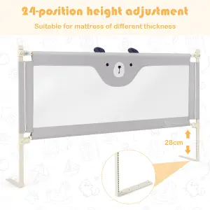 Costway 175CM Cute Baby Bed Rail Guard Toddler Infant Security Guardrail W/ Double Lock