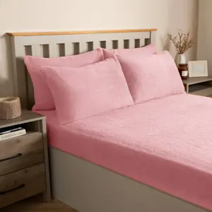 Teddy Fleece Pillowcase Cover Bedding Set 2 x Thermal, 50 x 75cm -  Pink