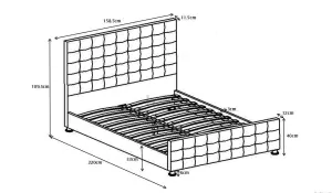 Furniture Stop - Baratheon Ottoman Bed With Cubed Headboard Design Silver Chenille -4ft6 Double