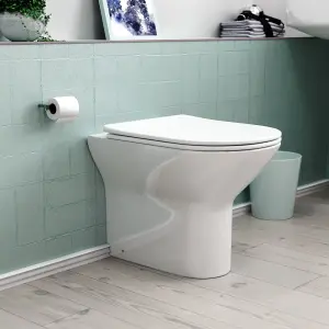 Nes Home Matson Modern Round Back to Wall Toilet with Soft Close Seat White