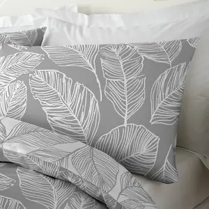 Matteo Polyester Floral Duvet Cover Set with Pillowcases Grey / Single - 1 Standard Pillowcase