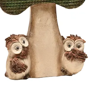 Country Living 2 Owls with a Mushroom Ornament