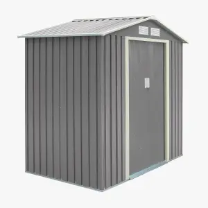 Rowlinson Trentvale 6x4 ft Apex Light grey Metal 2 door Shed