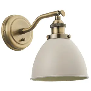 Ceiling Pendant Lamp & 2x Matching Wall Light Pack Industrial Grey Brass Shade