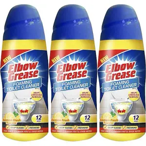 Elbow Grease Foaming Toilet Cleaner Powder, Lemon Fresh, 500g (Pack of 3)