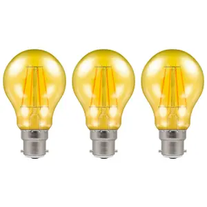 Crompton Lamps LED GLS 4.5W B22 Harlequin IP65 Yellow Translucent (3 Pack)