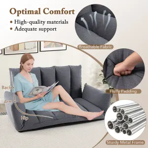 COSTWAY Foldable Floor Sofa Upholstered Recliner Chair Convertible Lazy Couch