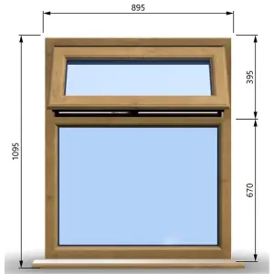 895mm (W) x 1095mm (H) Wooden Stormproof Window - 1 Top Opening Window -Toughened Safety Glass