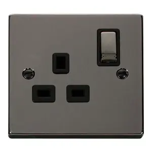 Click Scolmore Deco Switched Plug Socket 13A 1 Gang Black Nickel - VPBN535BK