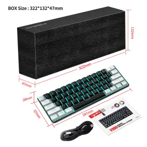 Black&White 60% Portable LED Backlit Mechanical Gaming Keyboard