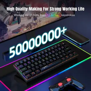 Black 60% Portable LED Backlit Mechanical Gaming Keyboard