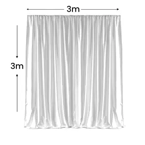 3x3 Metres Blackout Backdrop 190GSM Shiny Fabric Decorative Curtain Backdrop, White