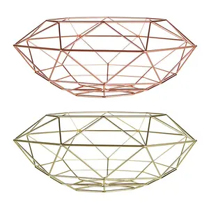 Interiors by Premier Vertex Gold Finish Wide Fruit Basket