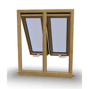 1195mm (W) x 1195mm (H) Wooden Stormproof Window - 2 Opening Windows (Opening from Bottom) - Toughened Safety Glass